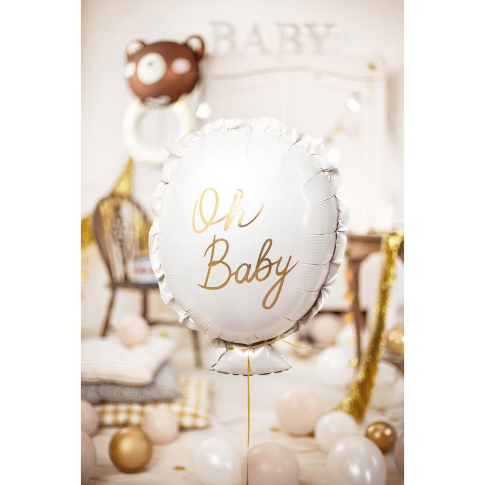 Party Deco - Foil Balloon - Oh Baby - Silver