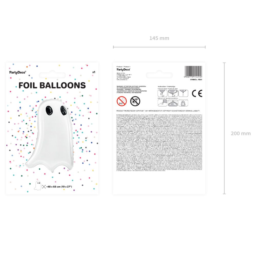 Party Deco - Foil Balloon - Ghost - White