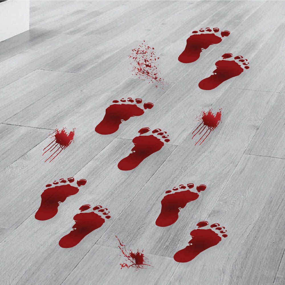 Ginger Ray - Blood Footprints Floor Stickers - Red/White