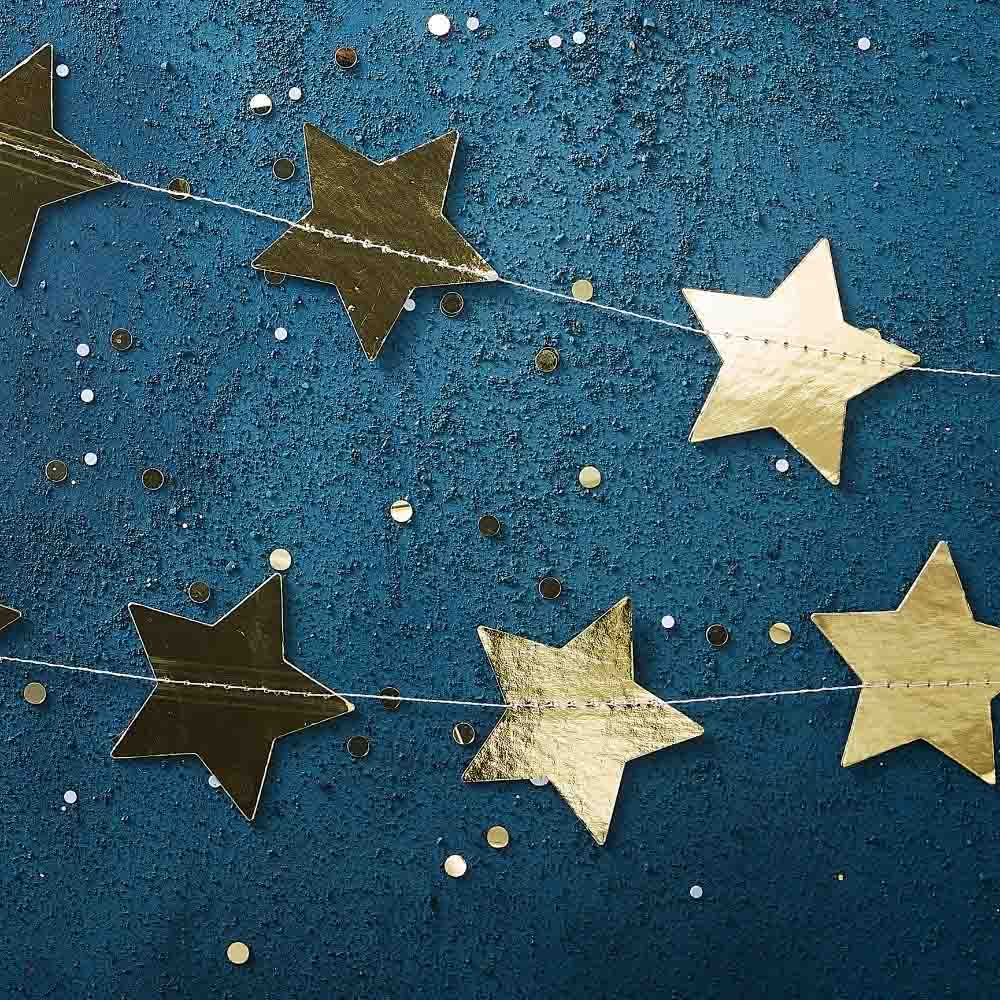 Ginger Ray - Gold Foiled Star Christmas Garland - Gold