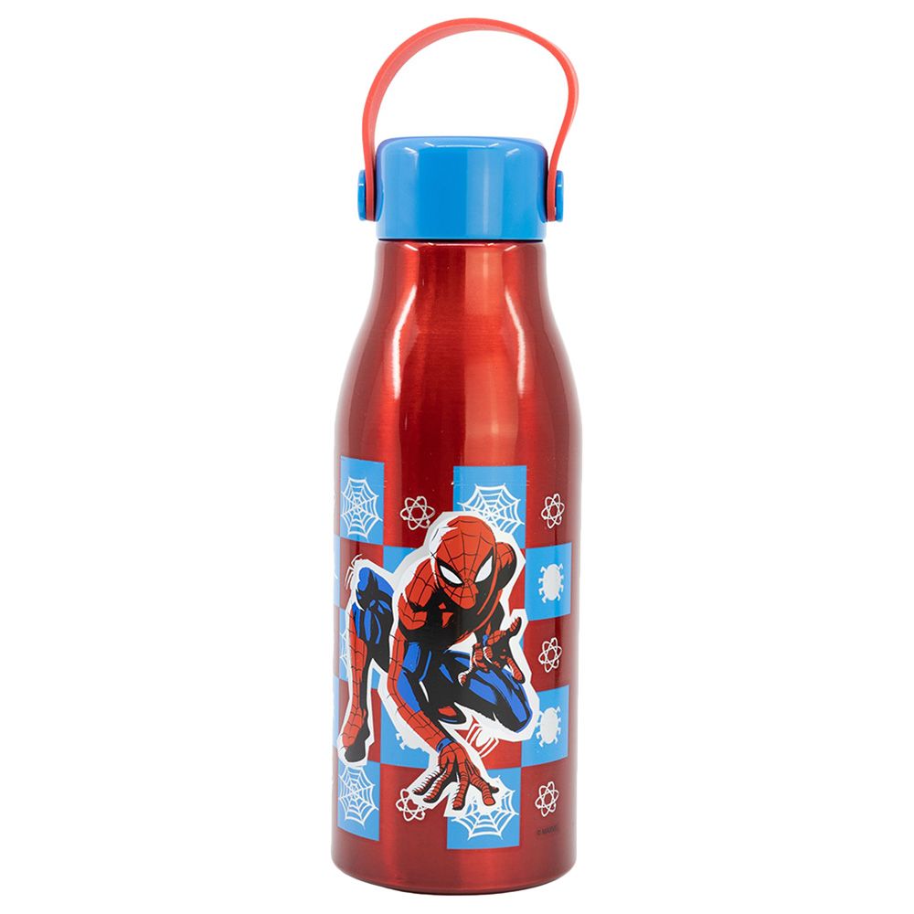 Stor - Spiderman Flexi Handle Aluminium Bottle - 760ml - Red