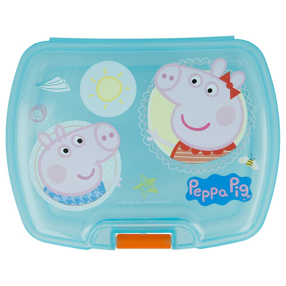 Stor - Premium Peppa Pig Lunch Box w/ 1 Compartment - Blue