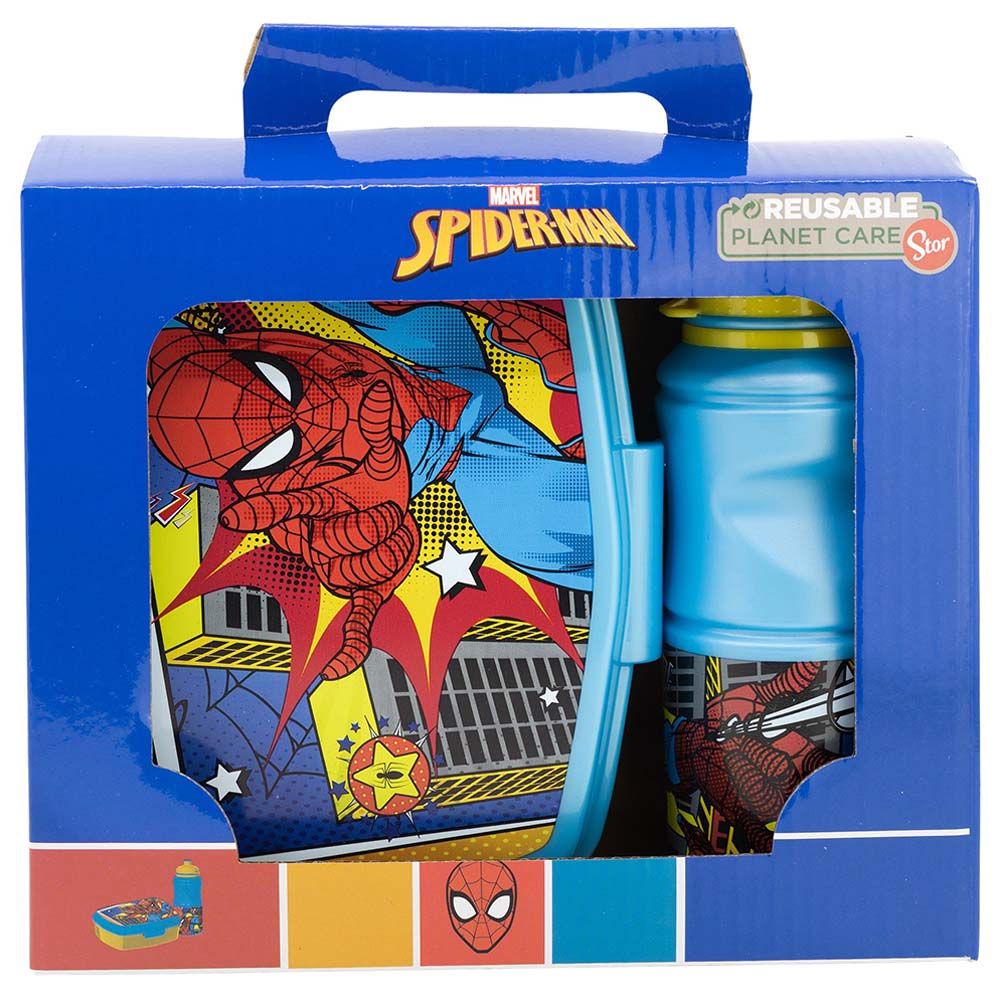 Stor - Spiderman Flyer Lunch Box & Bottle Set