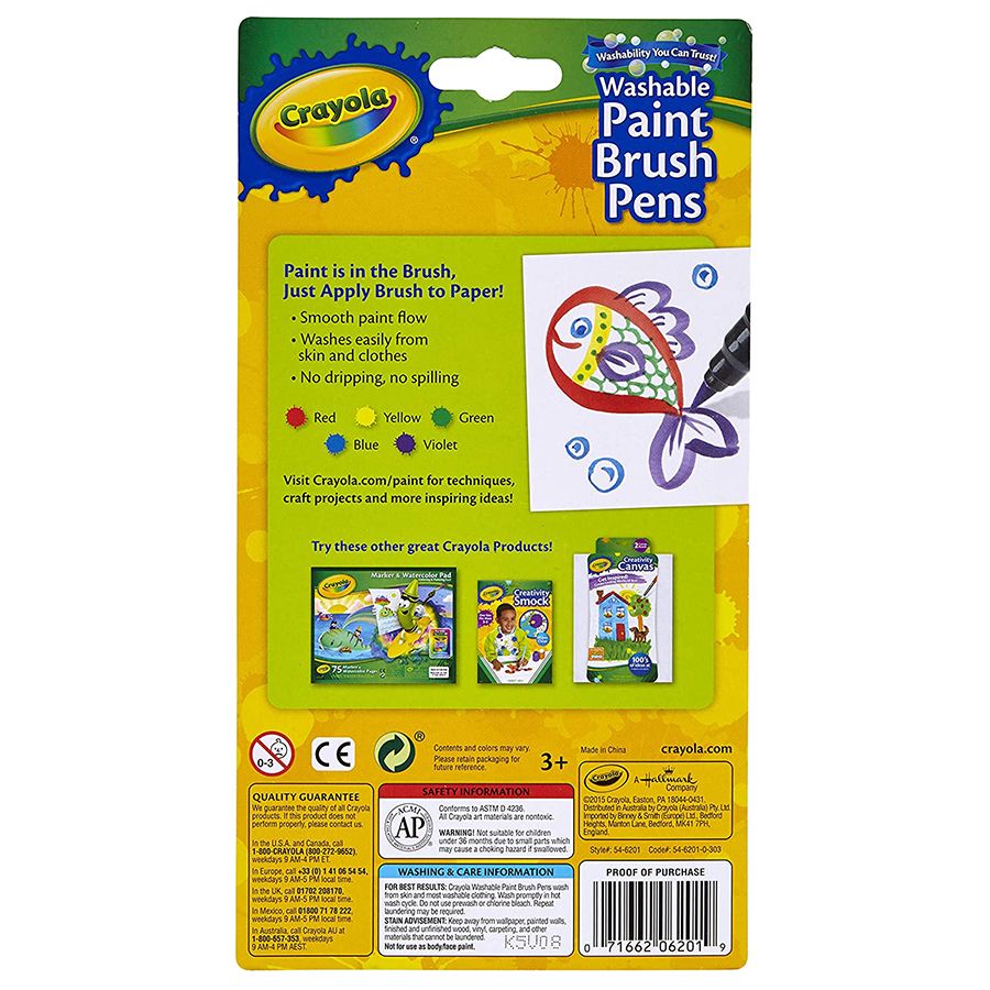 Crayola - Washable No Drip Paint Brush Pens Pack of 5