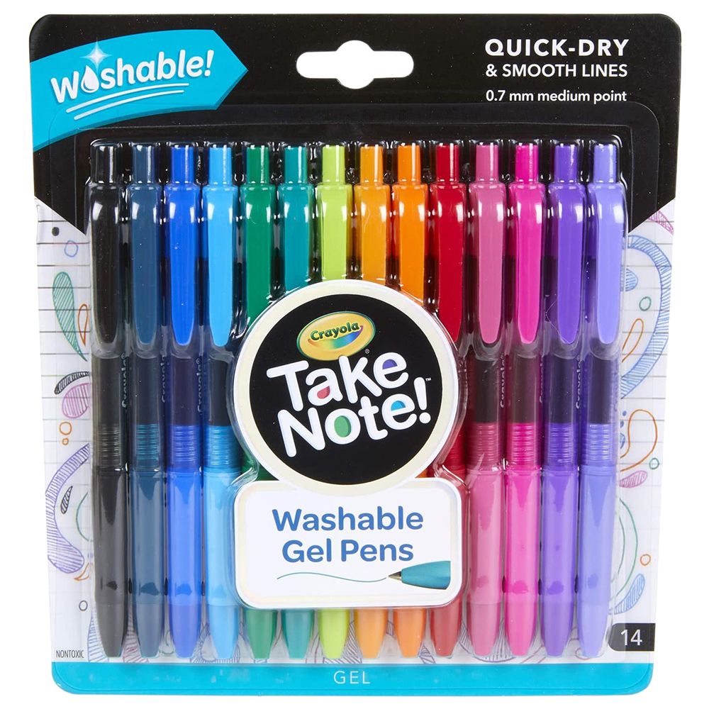 Crayola - Take Note! Washable Gel Pens, Pack of 14