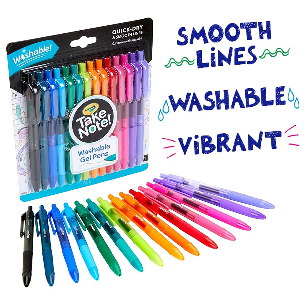 Crayola - Take Note! Washable Gel Pens, Pack of 14