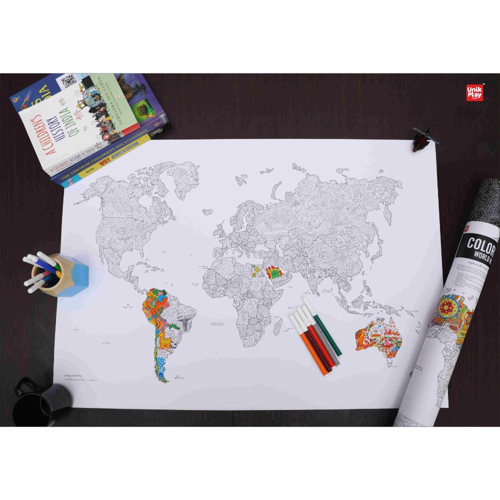 Unikplay - World Map Geography Colouring Poster