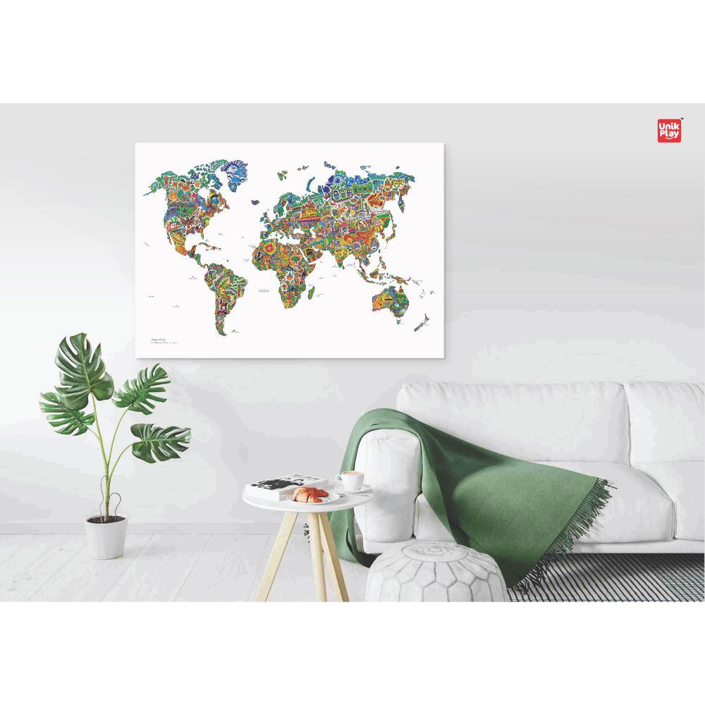 Unikplay - World Map Geography Colouring Poster