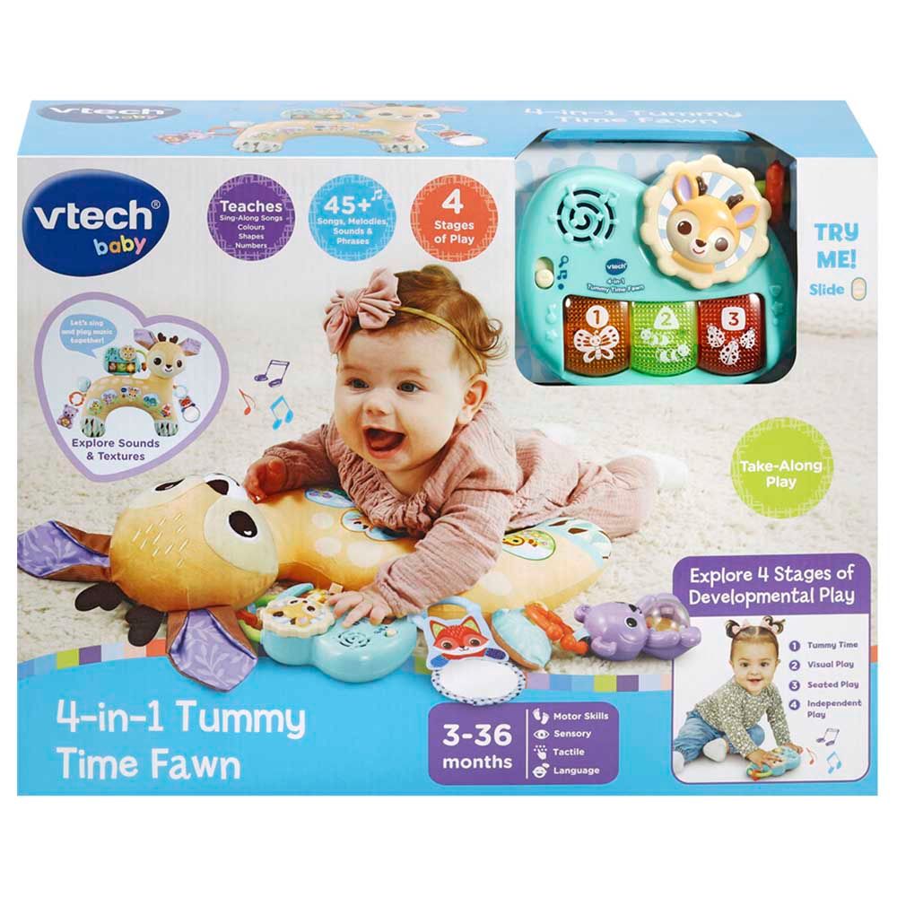 VTech - وسادة حيوانات حسية للأطفال 4 في 1 مزودة بأضواء