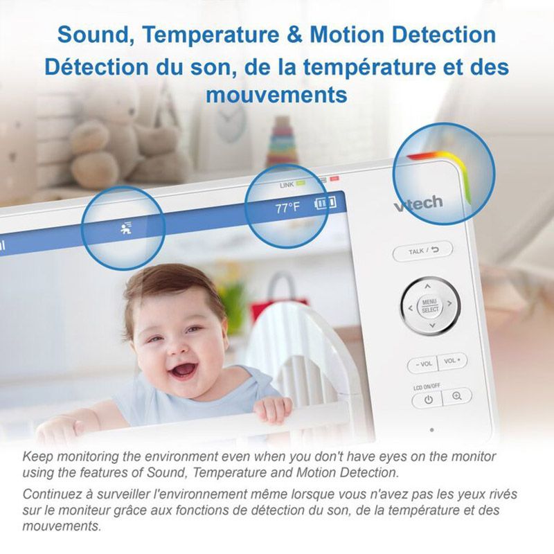 Vtech - Digital Smart Wifi HD Pan Tilt w/ Remote Access 5-inch Baby Monitor - White