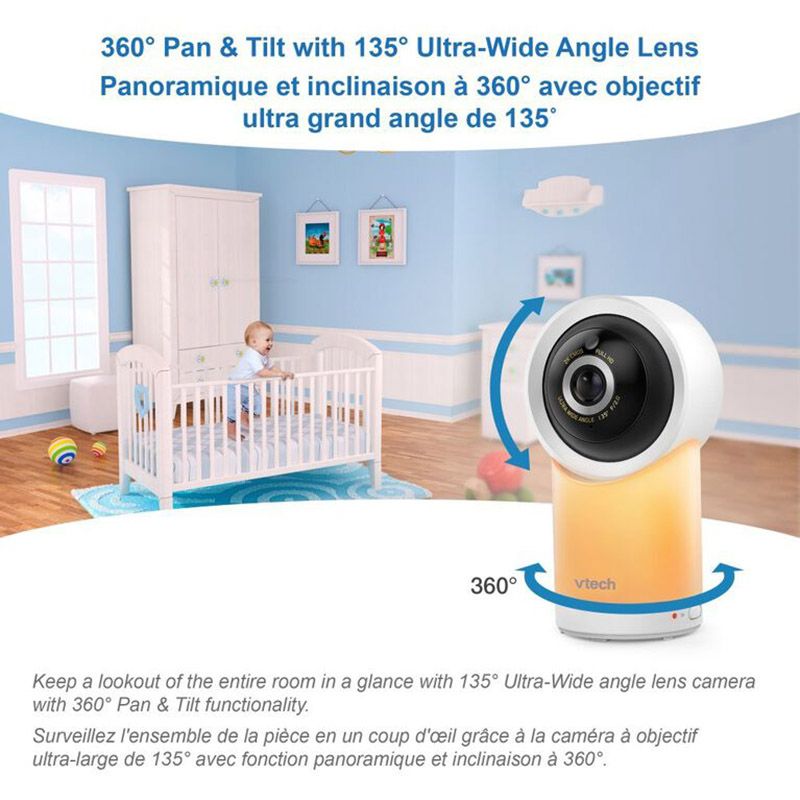 Vtech - Digital Smart Wifi HD Pan Tilt w/ Remote Access 5-inch Baby Monitor - White