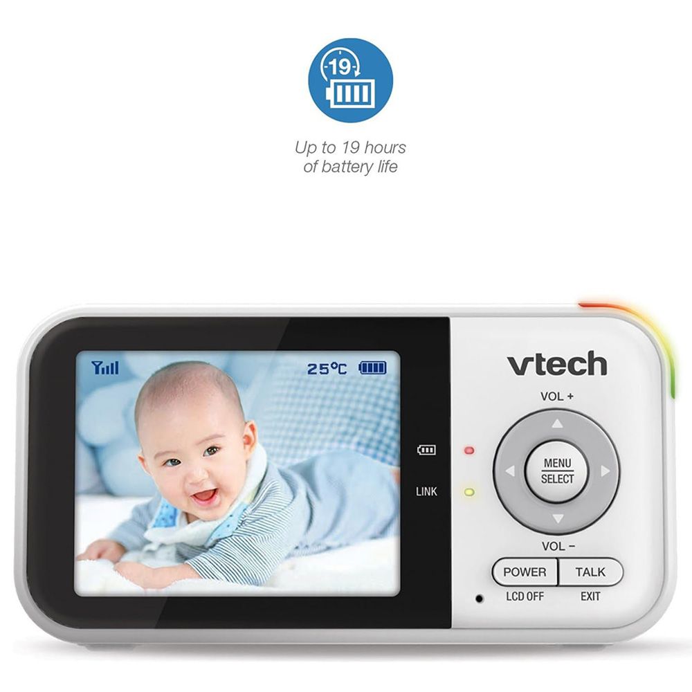 Vtech - 270p Fix Cam Video Baby Monitor with Night Light 2.8-inch - White