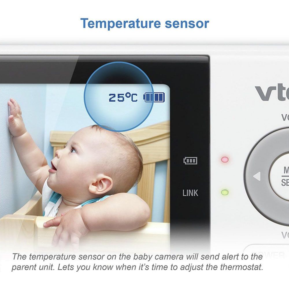 Vtech - 270p Fix Cam Video Baby Monitor with Night Light 2.8-inch - White