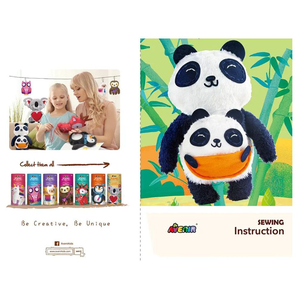 Avenir - Sewing My First Doll Kit - Mom & Baby Panda 