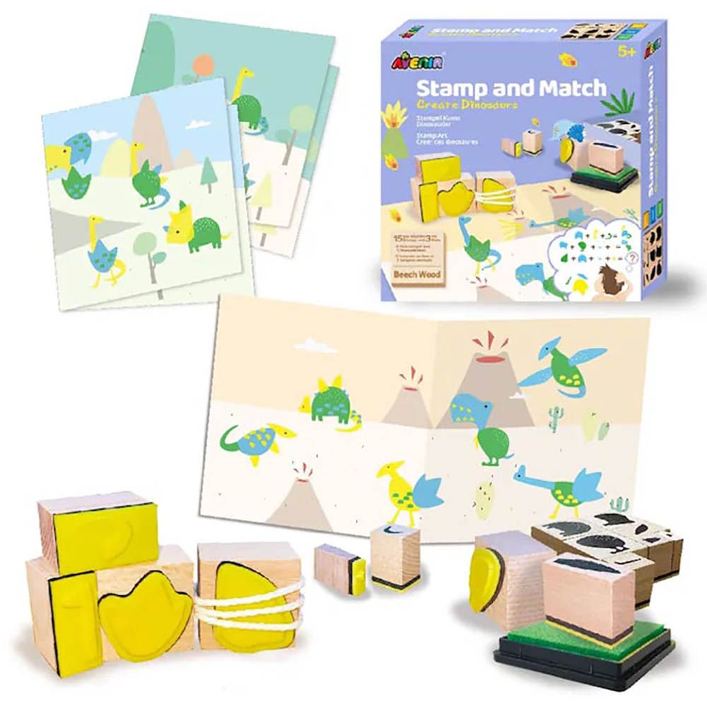 Avenir - Stamp & Match Craft Kit - Create Dinosaurs