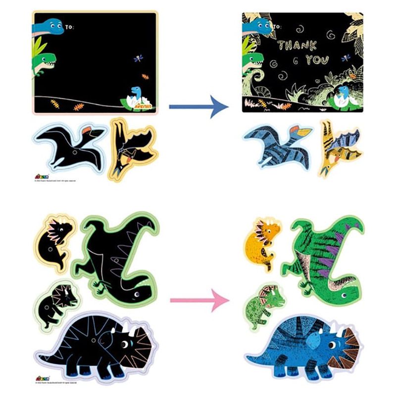 Avenir - Scratch Greeting Cards Set - Dinos