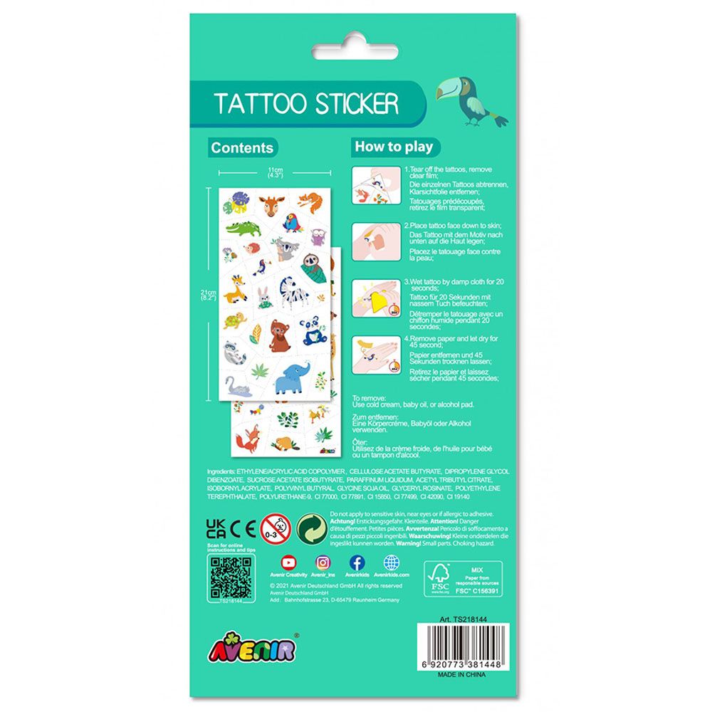 Avenir - TemporaryTattoos - 50pcs - Jungle Animal Series