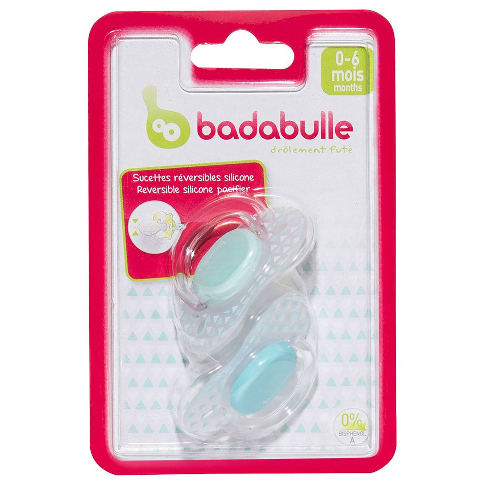 Badabulle - Reversible Soother, 0- 6M, 2pcs Silicone Aztec