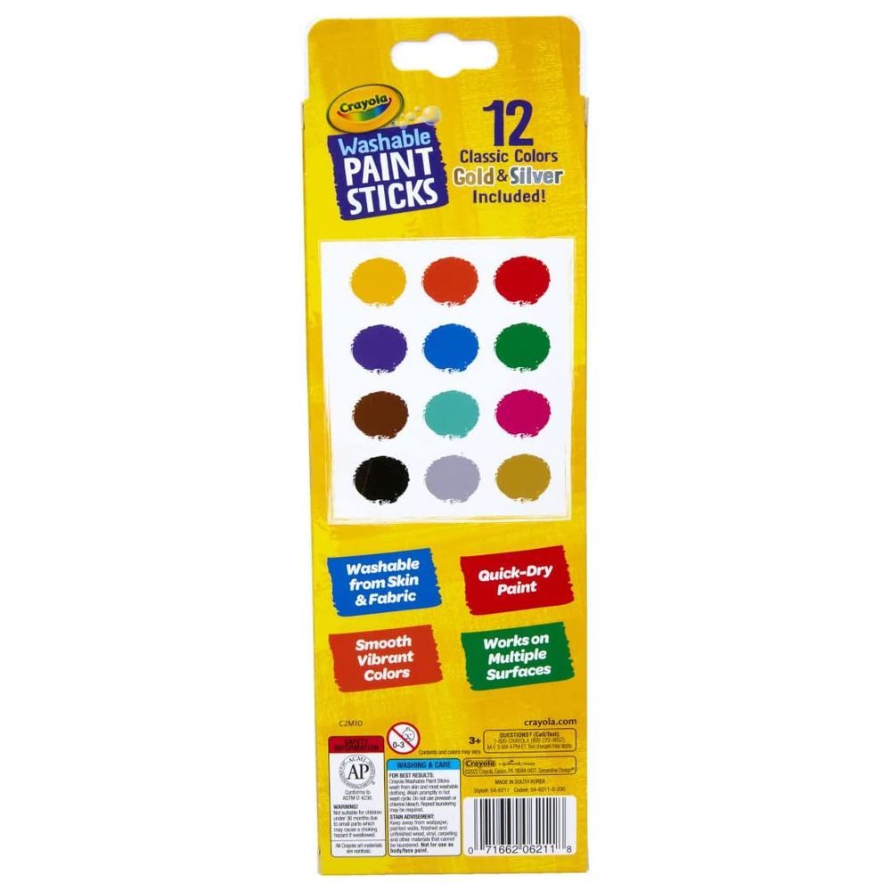 Crayola - Quick Dry Washable Paint Sticks 12pcs