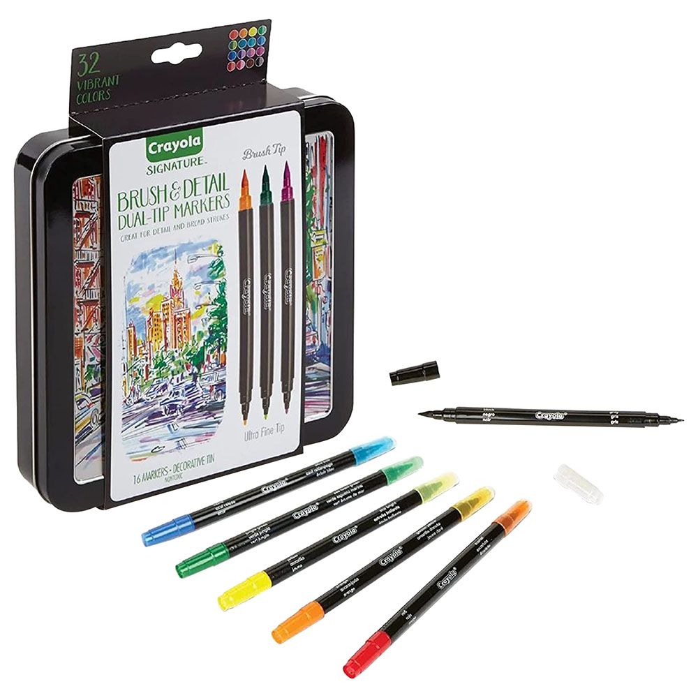 Crayola - Brush & Detail Dual Tip Markers 16pcs