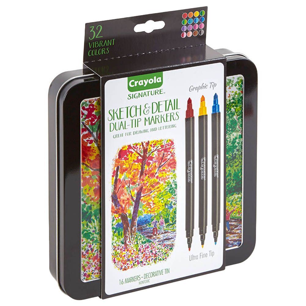 Crayola - Signature Sketch & Detail Dual Ended Markers - 16pcs