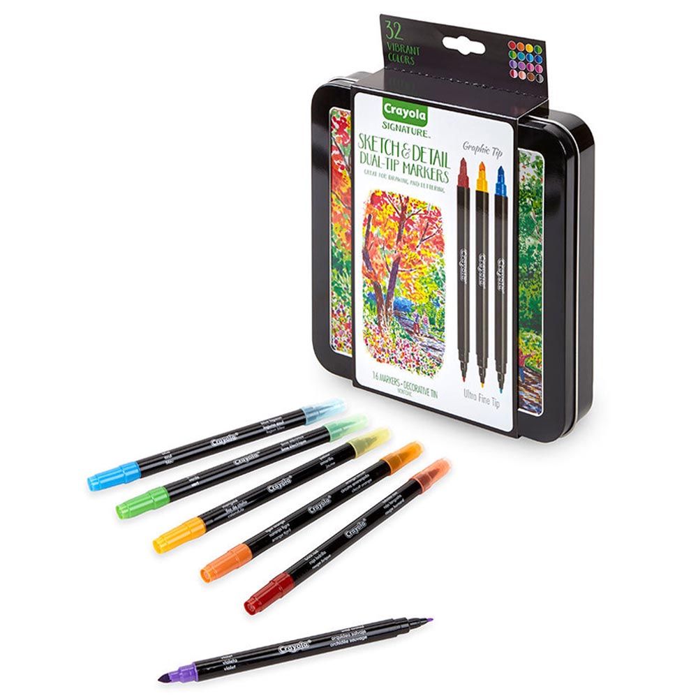 Crayola - Signature Sketch & Detail Dual Ended Markers - 16pcs