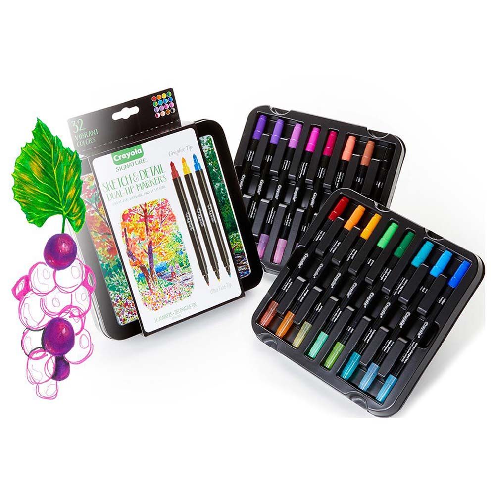 Crayola - Signature Sketch & Detail Dual Ended Markers - 16pcs