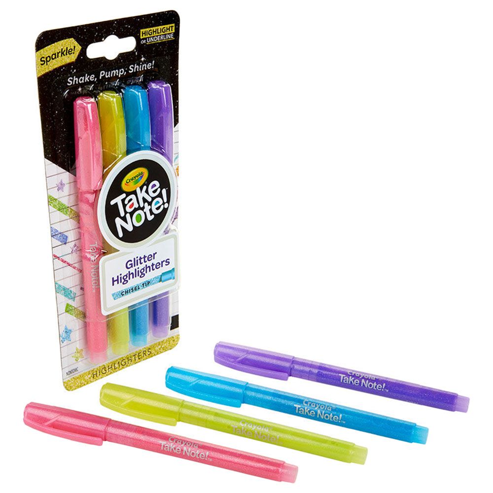 Crayola - Take Note Glitter Highlighters - 4pcs