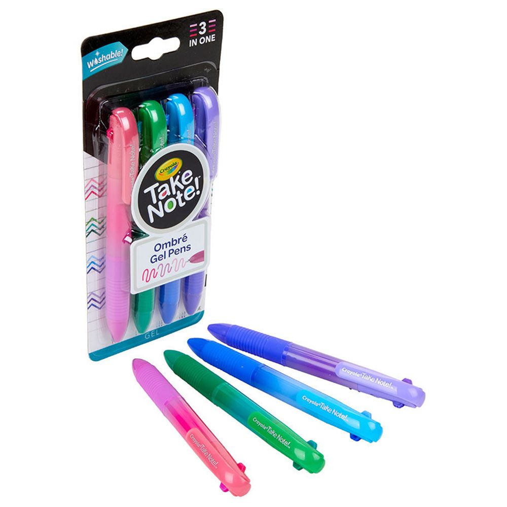 Crayola - Take Note Washable Gel Pens - 4pcs - Ombre