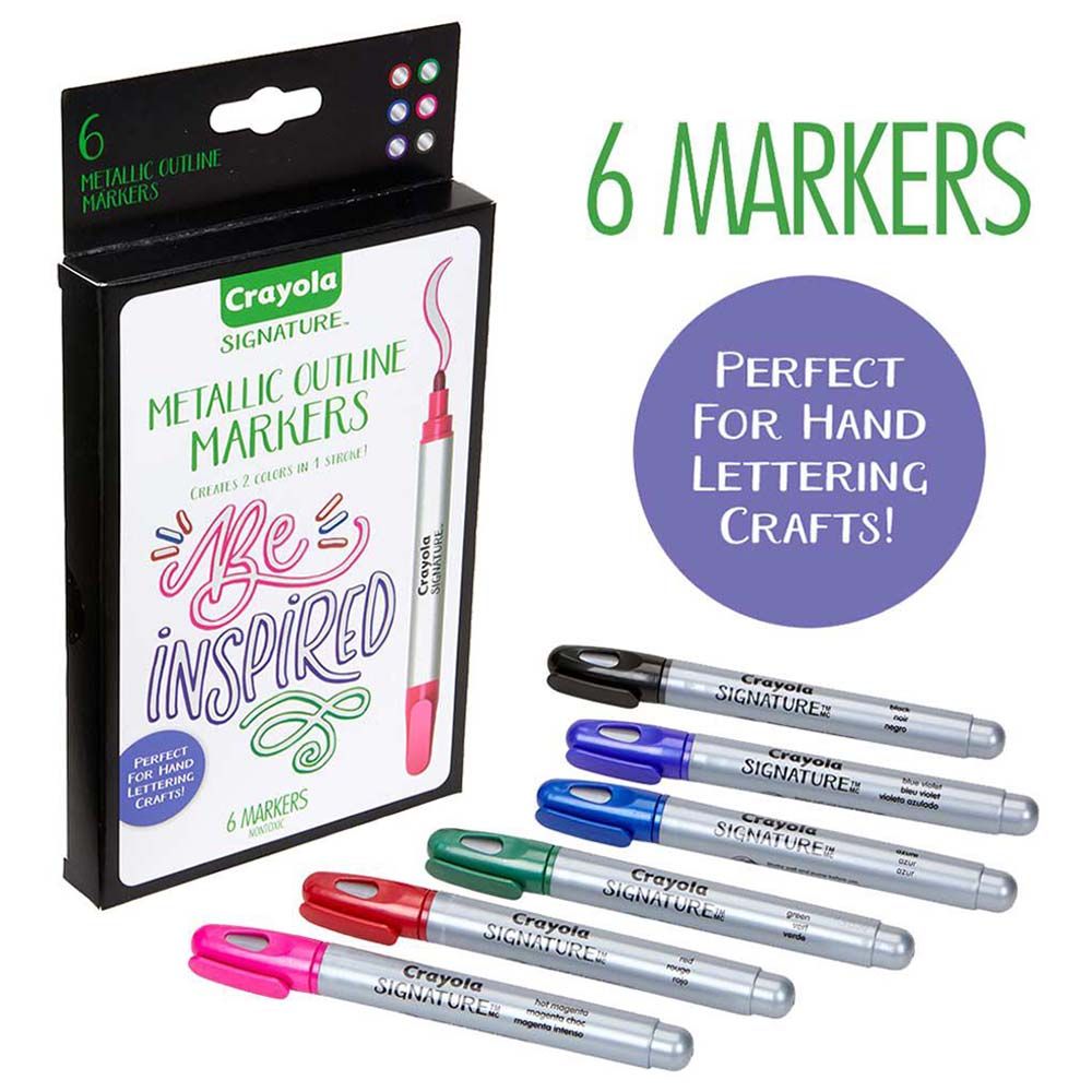 Crayola - Signature Metallic Outline Paint Markers - 6pcs