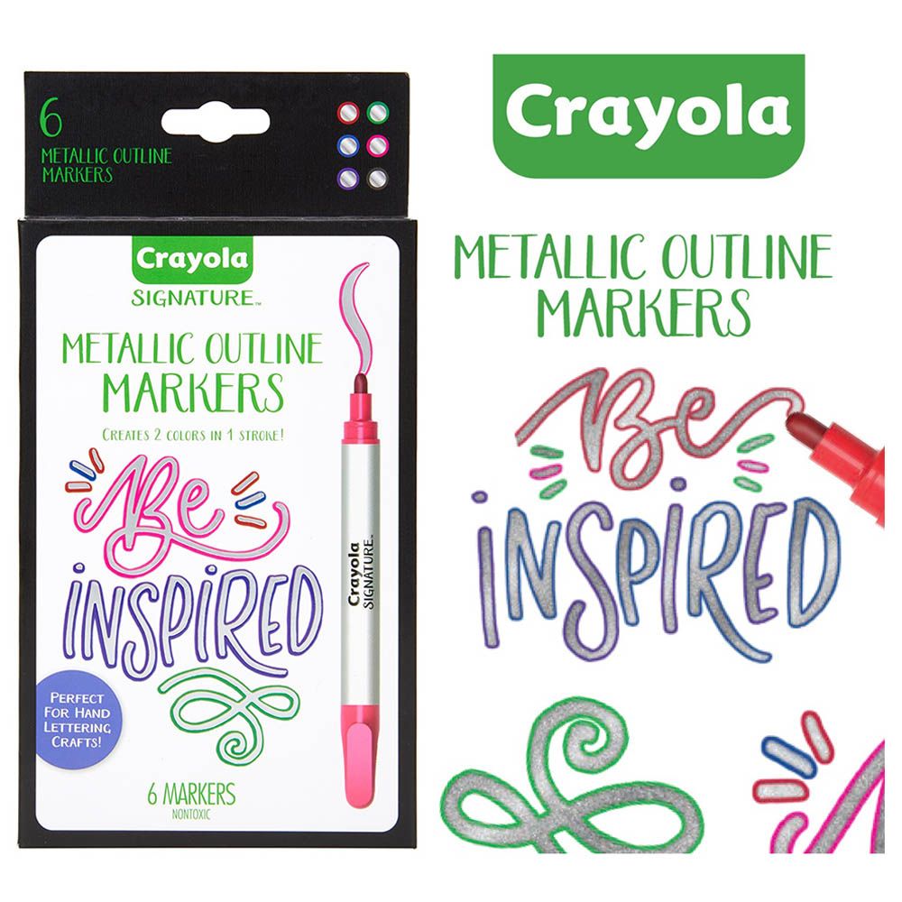 Crayola - Signature Metallic Outline Paint Markers - 6pcs