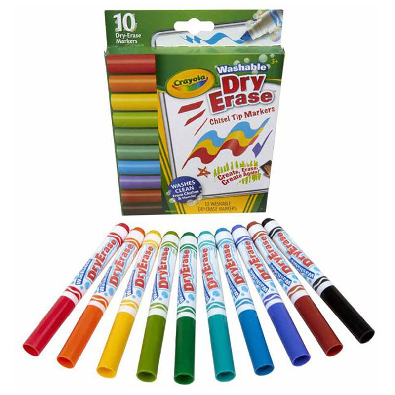 Crayola - Wedge Tip Dry-Erase Washable Markers - 10pcs