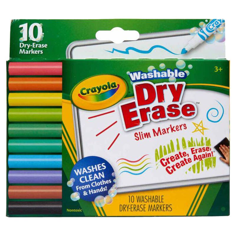 Crayola - Slim Dry-Erase Washable Markers - 10pcs