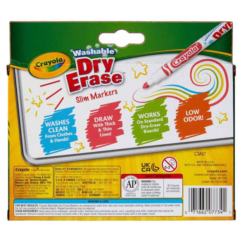 Crayola - Slim Dry-Erase Washable Markers - 10pcs