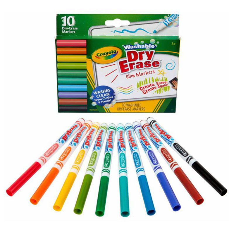 Crayola - Slim Dry-Erase Washable Markers - 10pcs