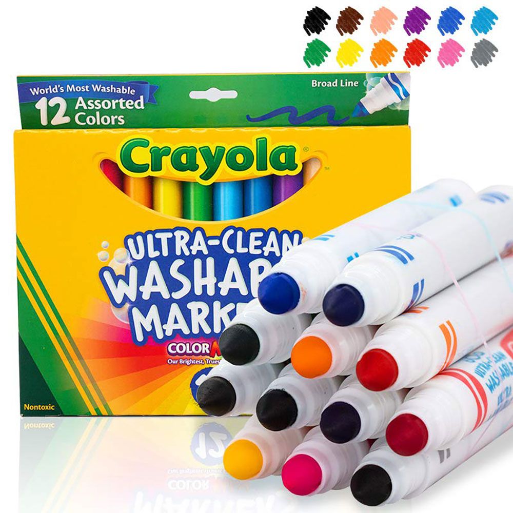 Crayola - Ultra-Clean Washable Broad Line Markers Pack of 12