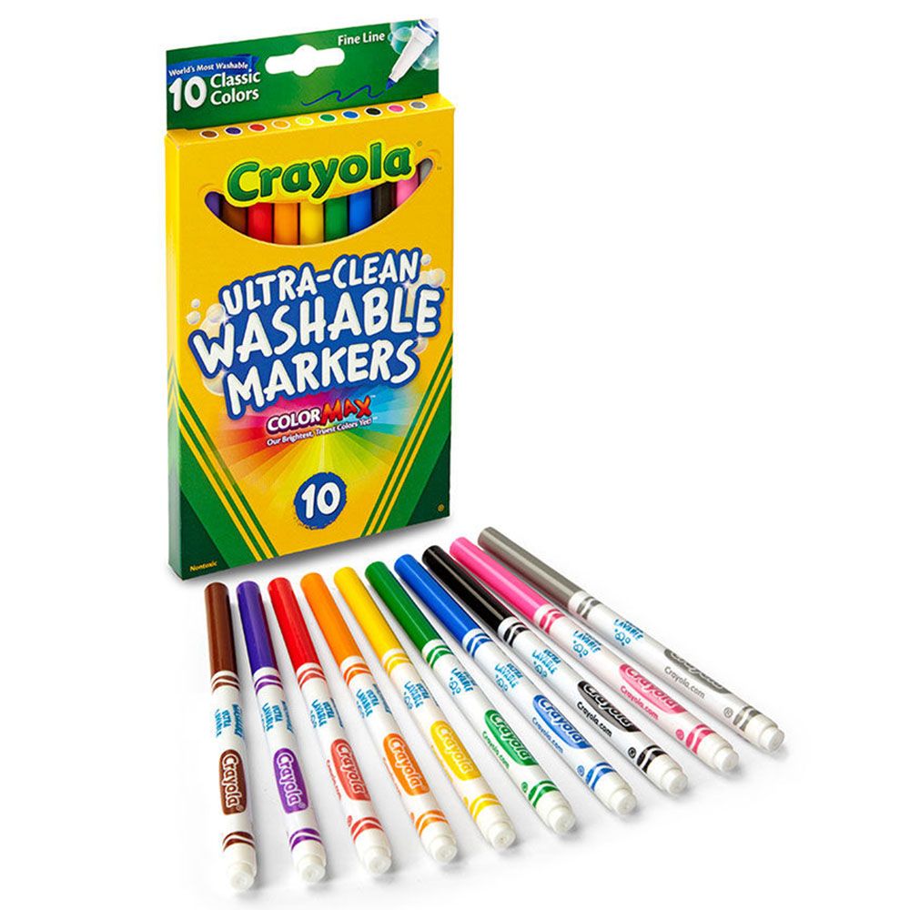 Crayola - Ultra-Clean Washable Markers - Classic Colors - 10pcs