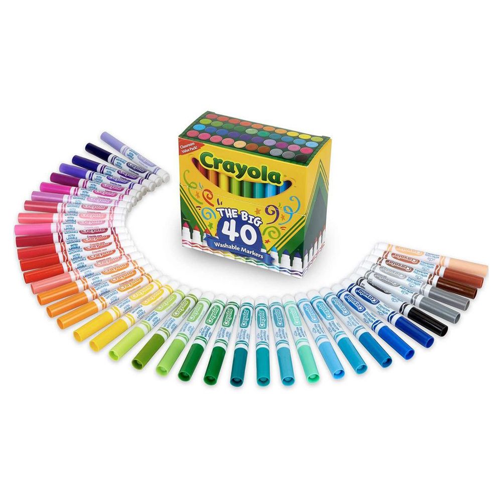 Crayola - 40 Ct Ultra-Clean Washable Assorted Broad Line