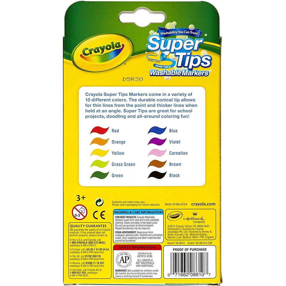 Crayola - Washable Super Tips Markers - Pack of 10