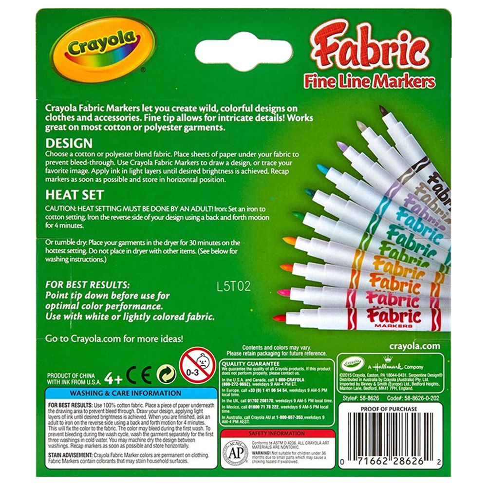 Crayola - 10 Fabric Markers