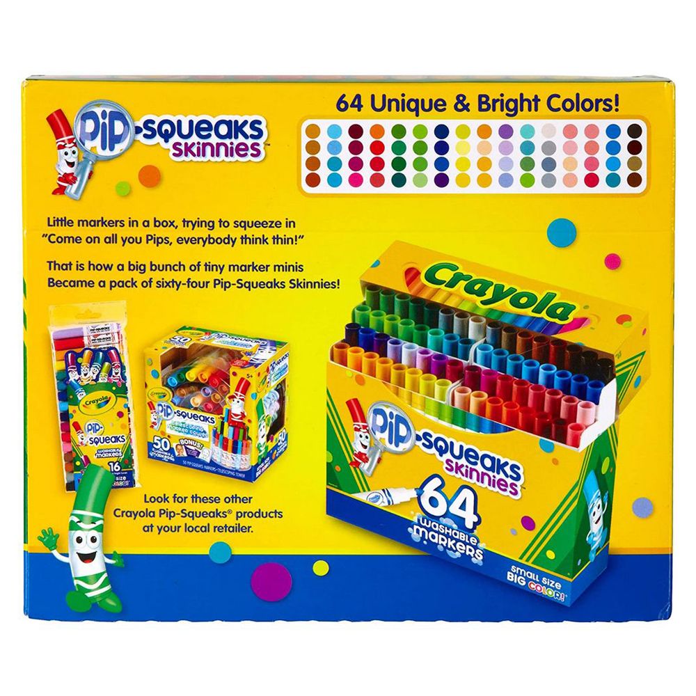 Crayola - 64 Ct Washable Pip-Squeaks Skinnies Markers