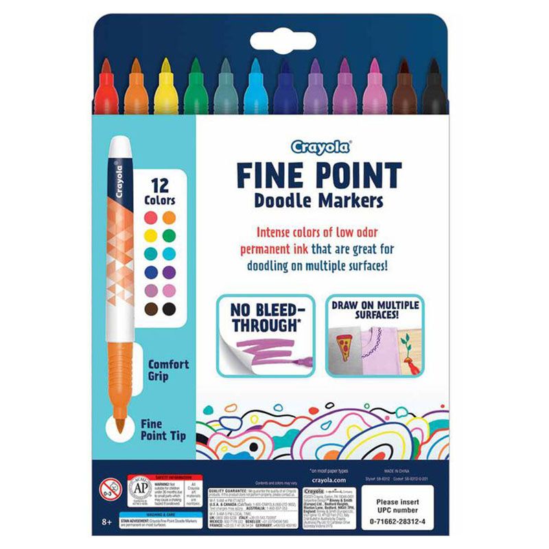 Crayola - Fine Point Doodle Markers - 12pcs