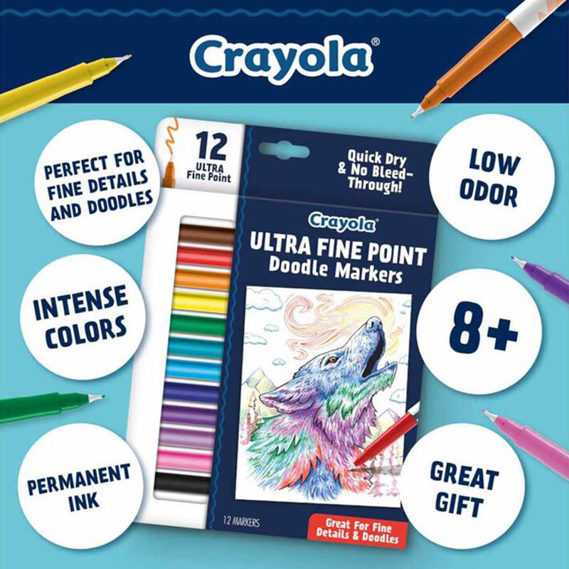 Crayola - Ultra-Fine Point Doodle Markers - 12pcs