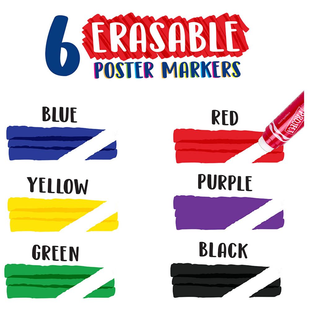 Crayola - Project Erasable Poster Markers 6pcs