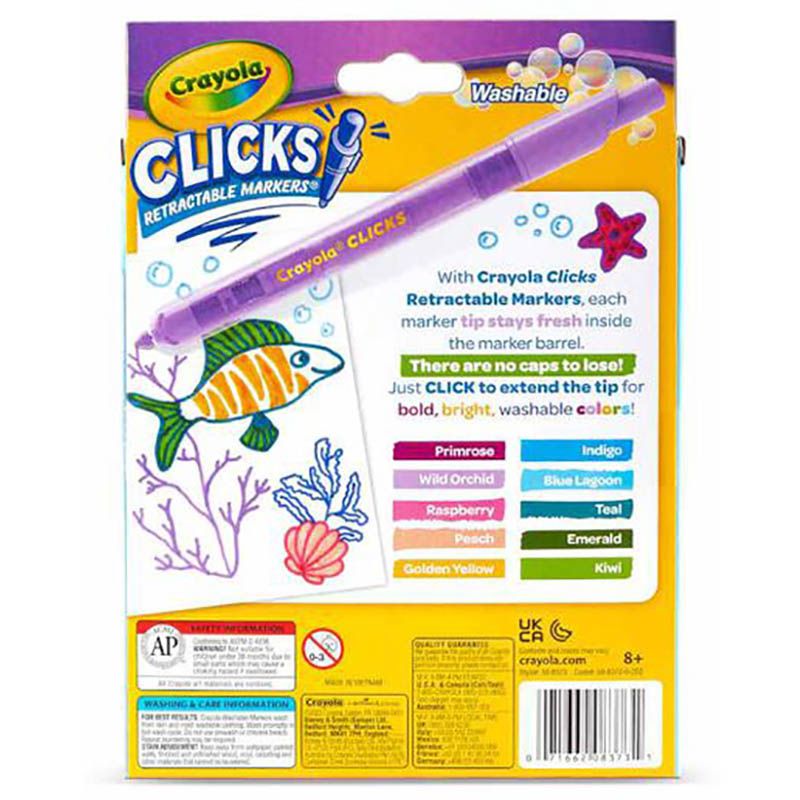 Crayola - Washable Clicks Retractable Markers - 10pcs