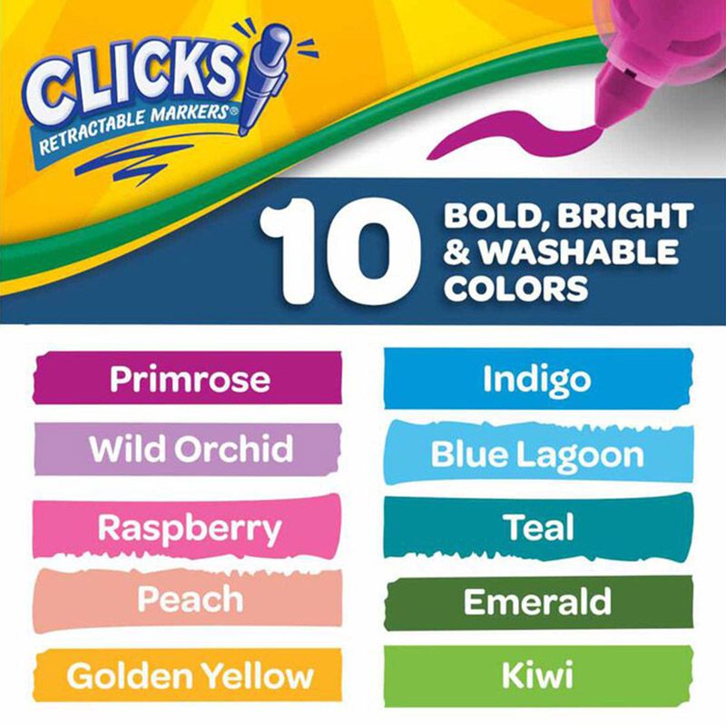 Crayola - Washable Clicks Retractable Markers - 10pcs