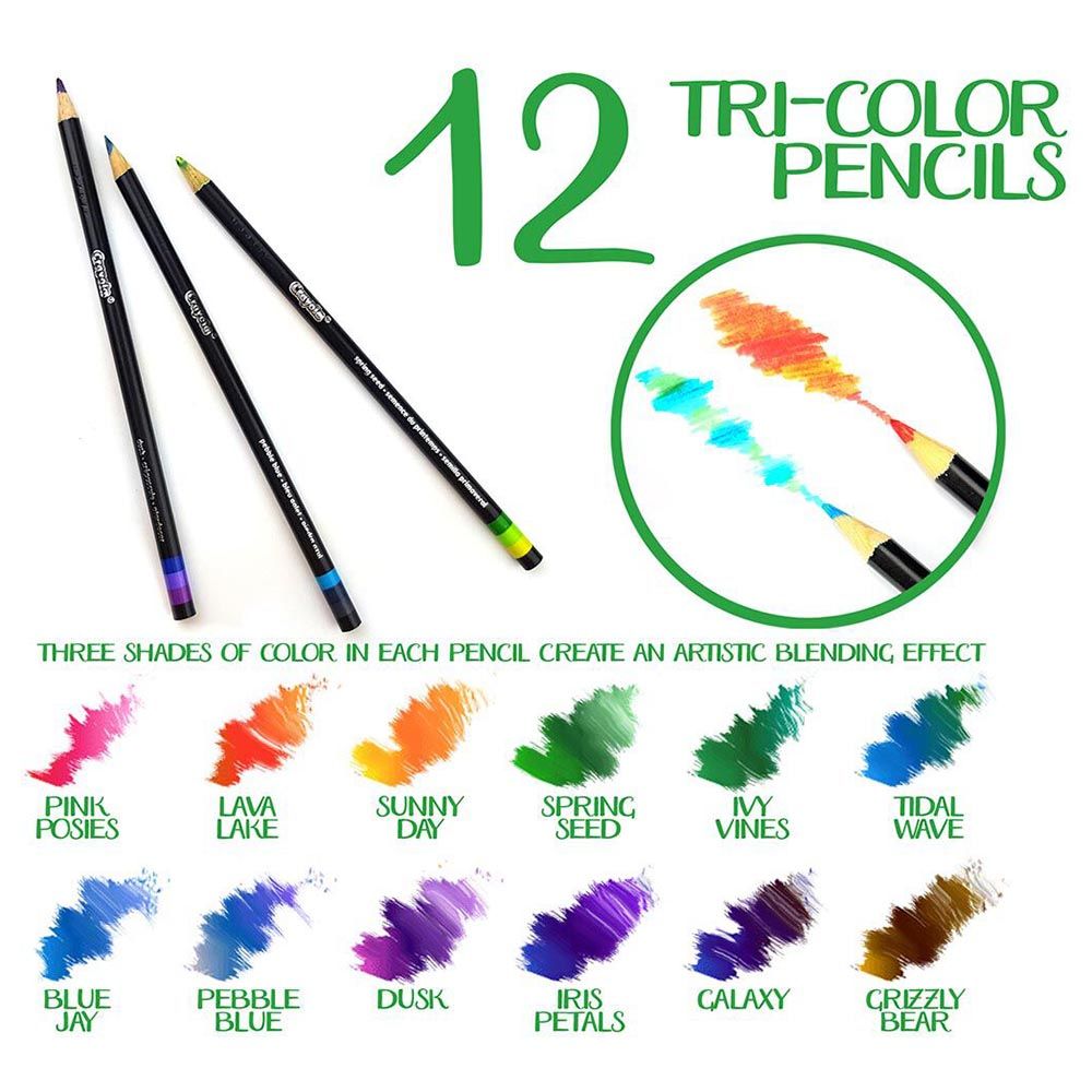 Crayola - Tri-Shade Colored Pencils w/ Decorative Tin - 12pcs