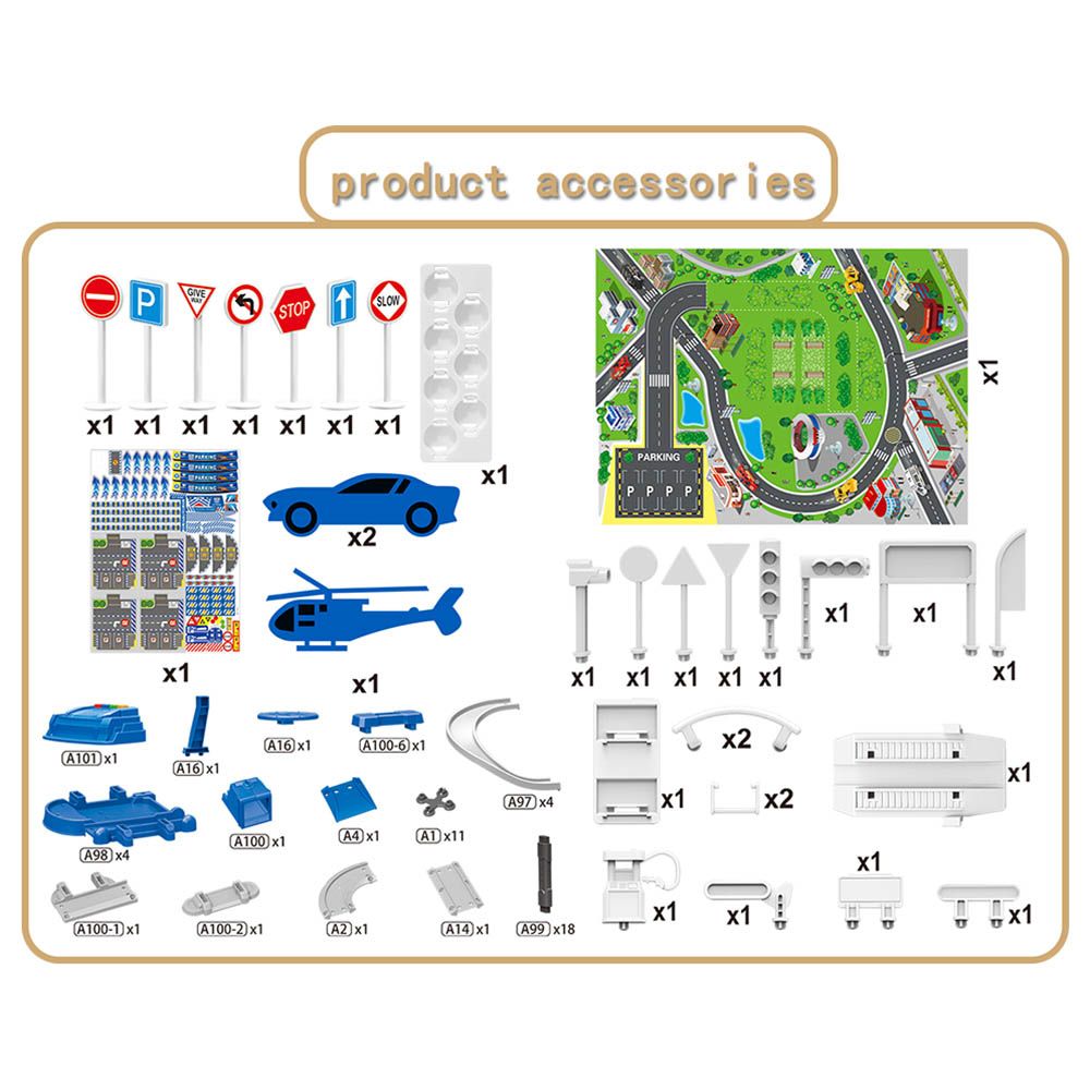 D-Power - 4 Level Police Station Lift Parking DIY Build Set - 78pcs