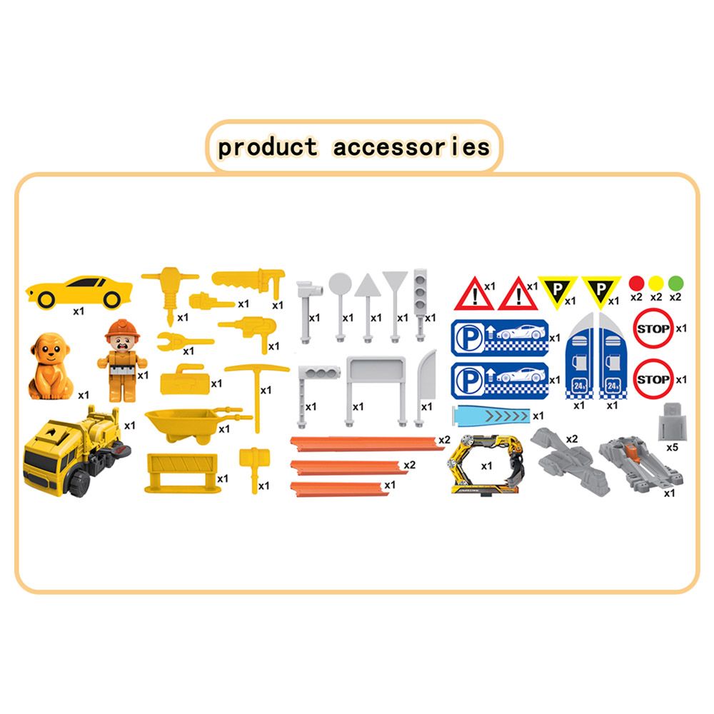 دي باور - مجموعة مسارات + سيارة متغيرة اللون - 62 قطعة