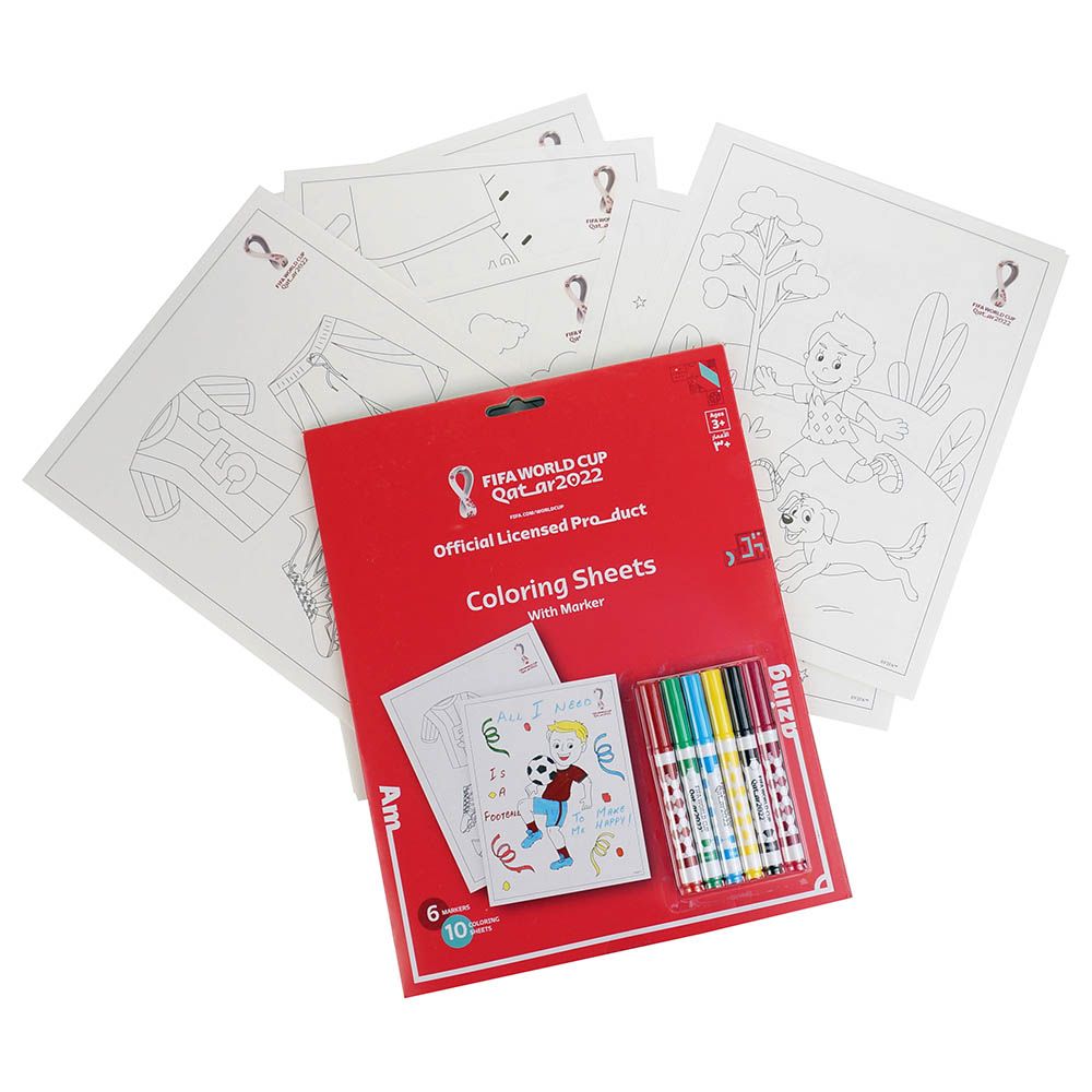 Fifa - World Cup Qatar 2022 Football Colouring Sheets w/ Markers